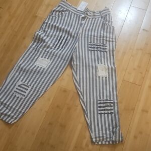 Striped Blue and White Women's Pants